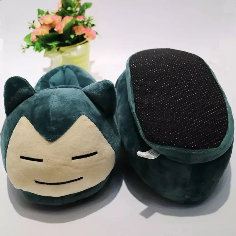 $12.53 Winter Cartoon Slippers Women And Men Warm Home Shoes Indoor Floor Slides Pikachu Snorlax Eevee Squ