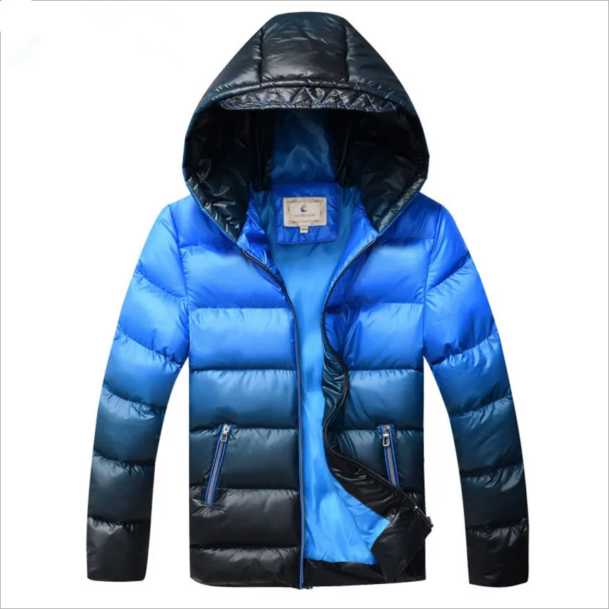 Зимнее пальто высокого качества для мальчиков и девочек детская плотная Теплая стеганая куртка с капюшоном, верхняя одежда детские парки пальто для От 8 до 17 лет - Цвет: blue