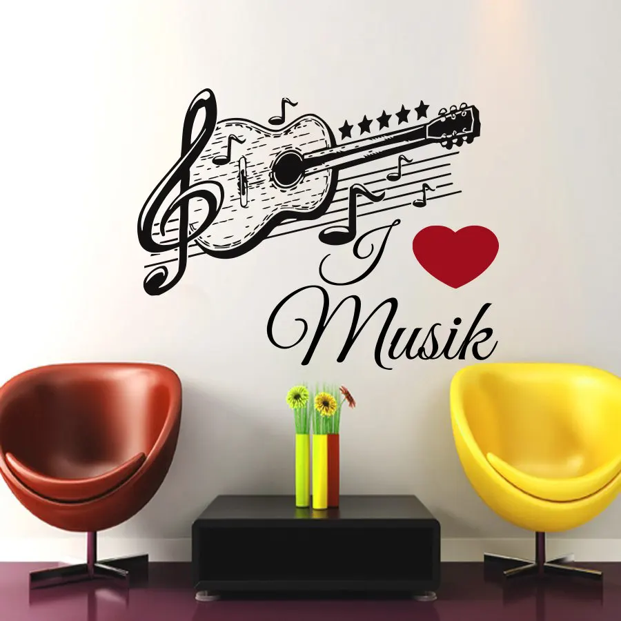 DCTOP German Music Guitar Wall Sticker Black Removable Art Self