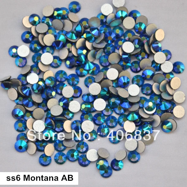 

Free Shipping! 1440pcs/Lot, ss6 (1.9-2.1mm) Montana AB Flat Back Nail Art Glue On Non Hotfix Rhinestones