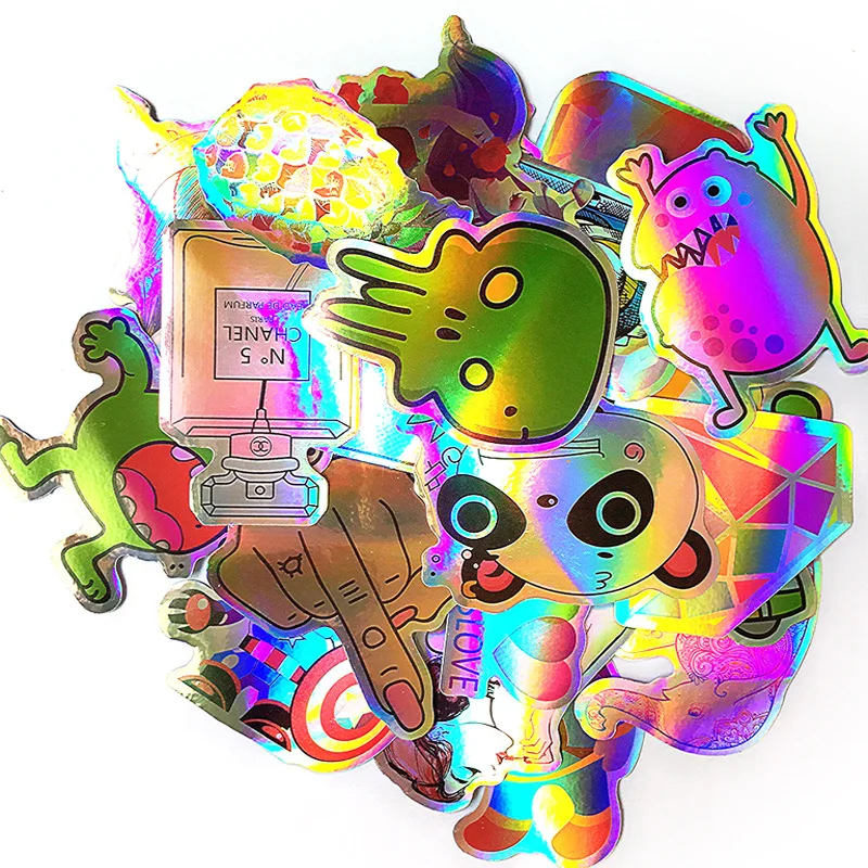 

25pcs/pack Cartoon Laser Stickers For suitcase skateboard laptop motorcycle toys flash waterproof Graffiti decals
