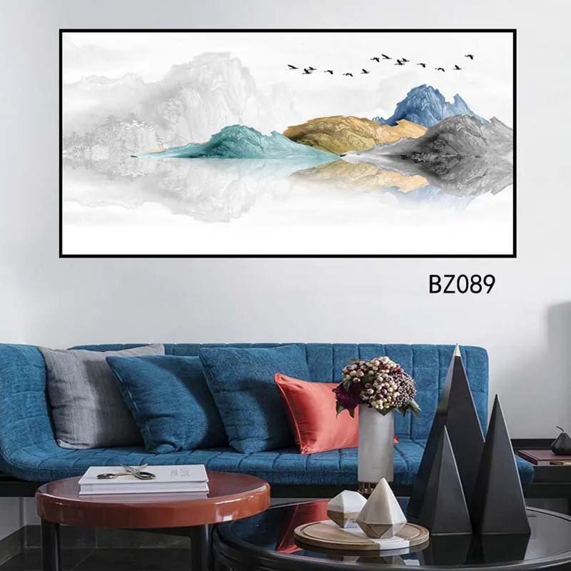 

Modern abstract art posters and prints, wall art PVC self-decals, Chinese abstract landscape painting for living room painting