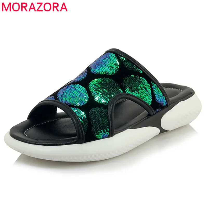 

MORAZORA 2019 Summer Hot sale women slipper Colorful Cool casual shoes ladies flat platform shoes woman beach shoes big size 46