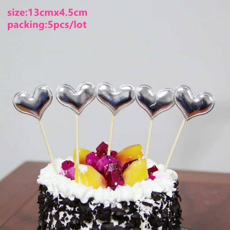 5pcs silver love Украшения для детского душа Фламинго Топпер для торта первый день рождения украшения для детей и взрослых украшения для свадебного торта Крылья Ангела - Цвет: 5pcs silver love