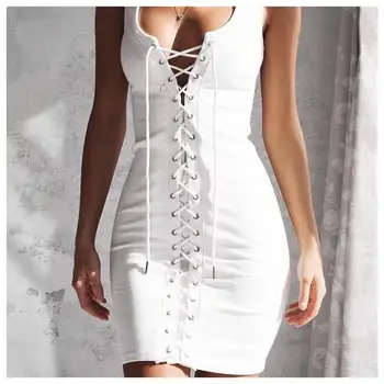 

New sexy women bodycon bandage dress pink black white strap evening club party vestidos V-Neck mini summer women's dresses