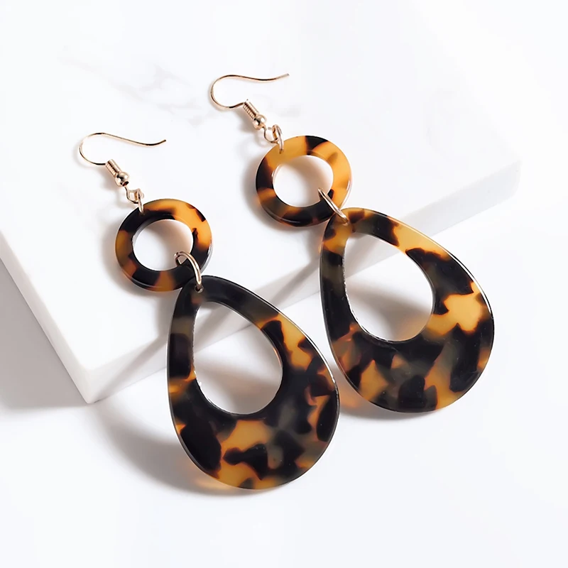 

Trendy Tortoiseshell Brincos Acrylic Earrings for Women Stud Earring Elegant Design Jewelry Birthday Gift oorbellen pendientes