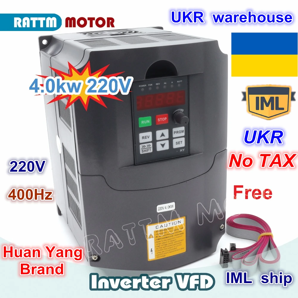 

UKR 4KW Variable Frequency Drive VFD Inverter 4HP-18A VSD 220V/AC spindle motor Speed control for CNC Router Milling Machine