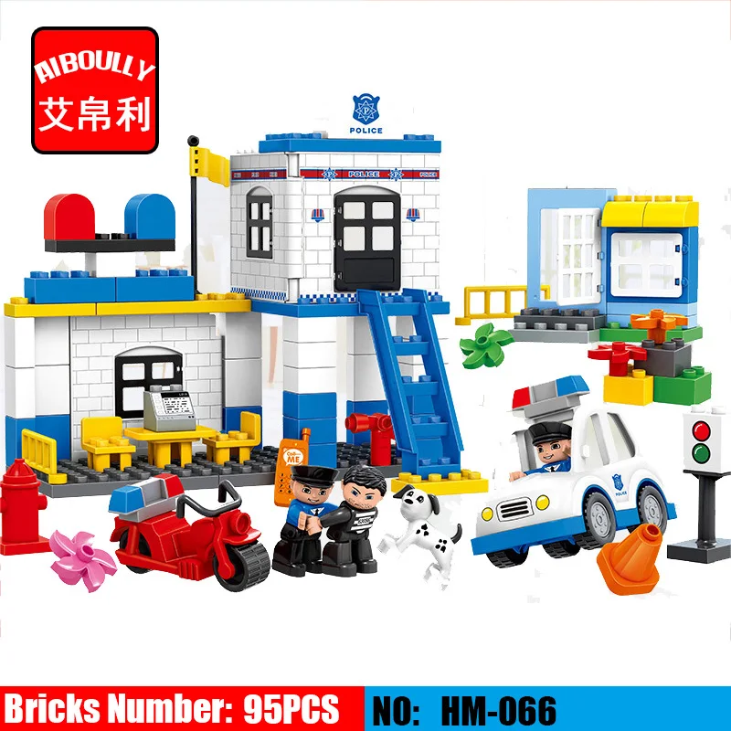 

NEW HM066 95PCS Models building Toy enlighten blocks DIY toys Early Learning Toys for Children Police Station Blocks for Duploe