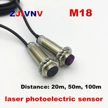 

M18 Laser photoelectric sensor visible red light on the laser beam to the NPN PNP NO measure distance 20m 50m 100m normally open