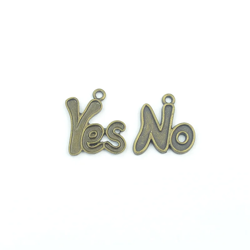 7 pcs Vintage Charms letter YES or NO Pendant Antique bronze Fit
