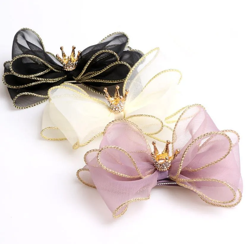 

New Three-dimensional Organza Hair Bows Hair Accessories Princess Hair Clips Girls Flower Crown Hair Ornaments Rim Hairpin J45