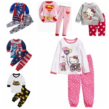 Новые детские пижамные комплекты ночной костюм с рисунком для девочек детская одежда для сна пижамы, домашняя одежда из хлопка размеры для детей от 2 до 7 лет