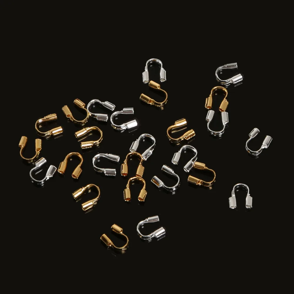 

Hot Sale Iron 100pcs 4*4mm wire protectors Guard Guardian Protectors Metal loops U shape For DIY jewelry findings accessories