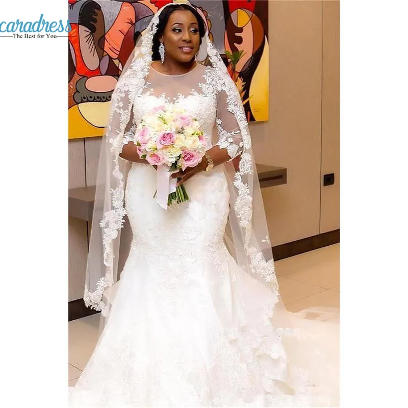 2019 Robe de Mariage Plus  Size  Wedding  Dresses  Jewel Neck 