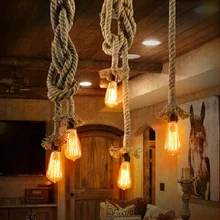 TOIN Vintage Rope Pendant Lights Loft Industrial Pendant Lamps Rope Bar Edison Bulb E27 Home Lightings For Living Room D666 TOIN Vintage Rope Pendant Lights Loft Industrial Pendant Lamps Rope Bar Edison Bulb E27 Home Lightings For Living Room D666