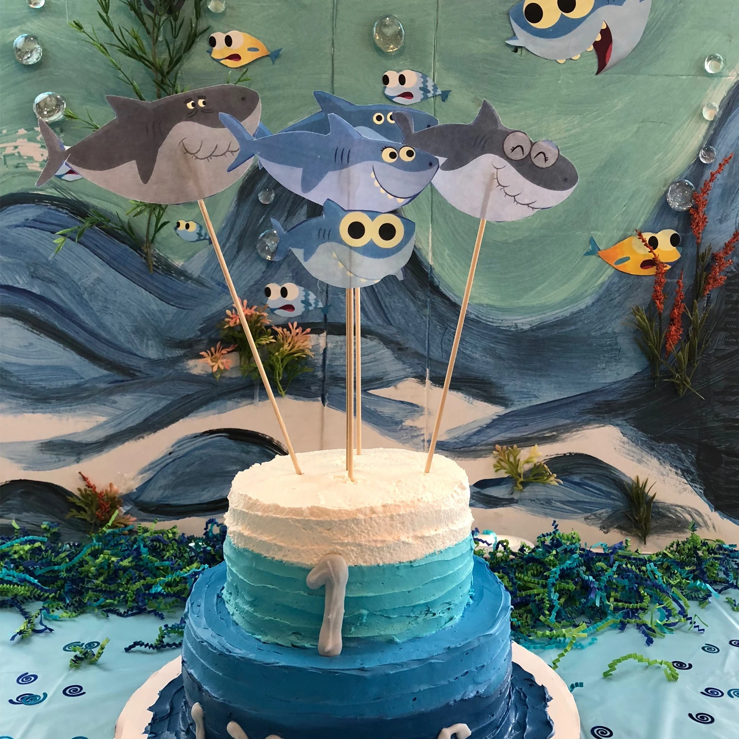 Besegad 20 шт. креативные акулы Торт Топперы Акулья тема для вечеринок, дней рождения торт зубочистки с украшением для печенья мороженое