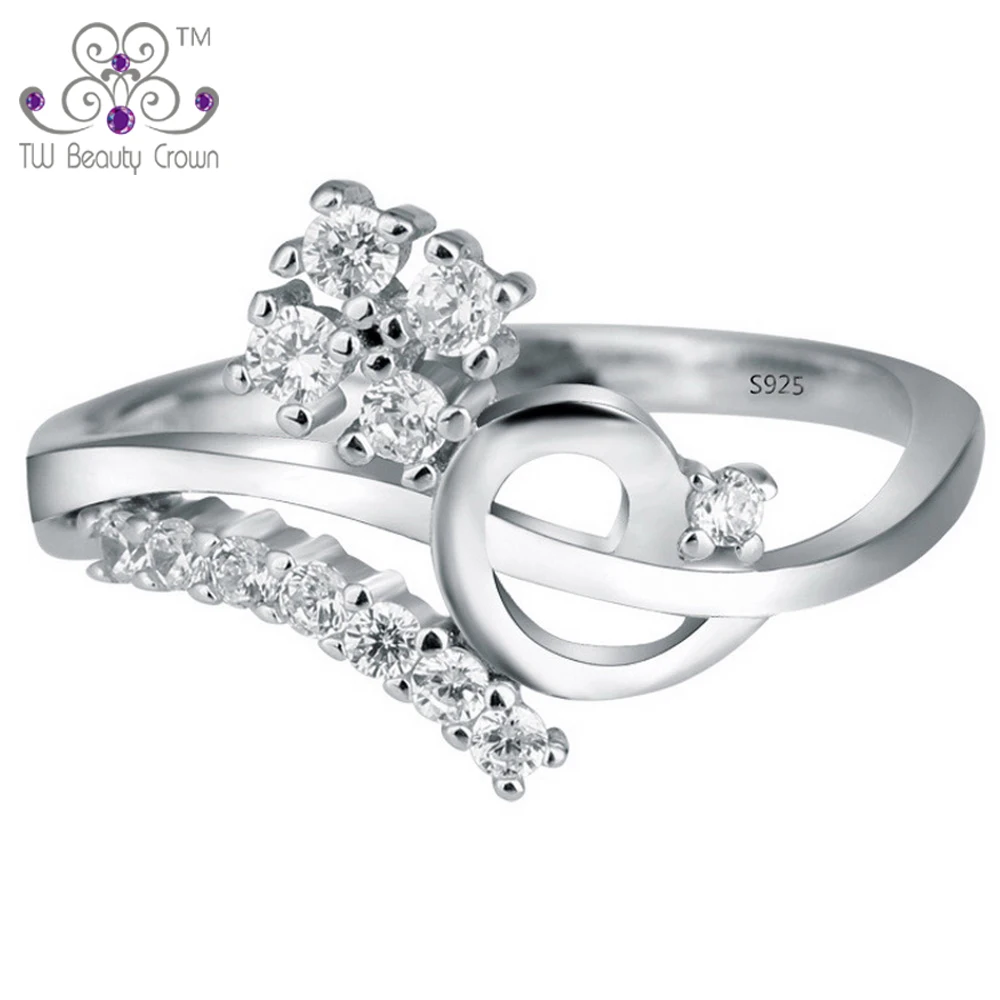 

1 Pc Real 925 Sterling Silver White Cubic Zirconia CZ Flower Wedding Party Rings for Women Female Fashion Jewelry Nickle Free