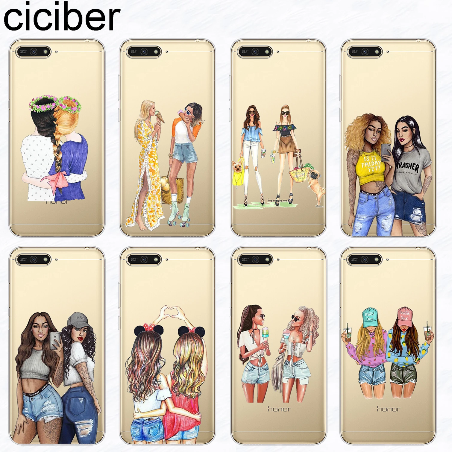 

ciciber Fashion Best Friend Phone Case for Huawei Y9 2019 Soft TPU Cover for Huawei Y9 Y6 Y7 Y5 Y3 Prime Pro 2018 2017 Funda