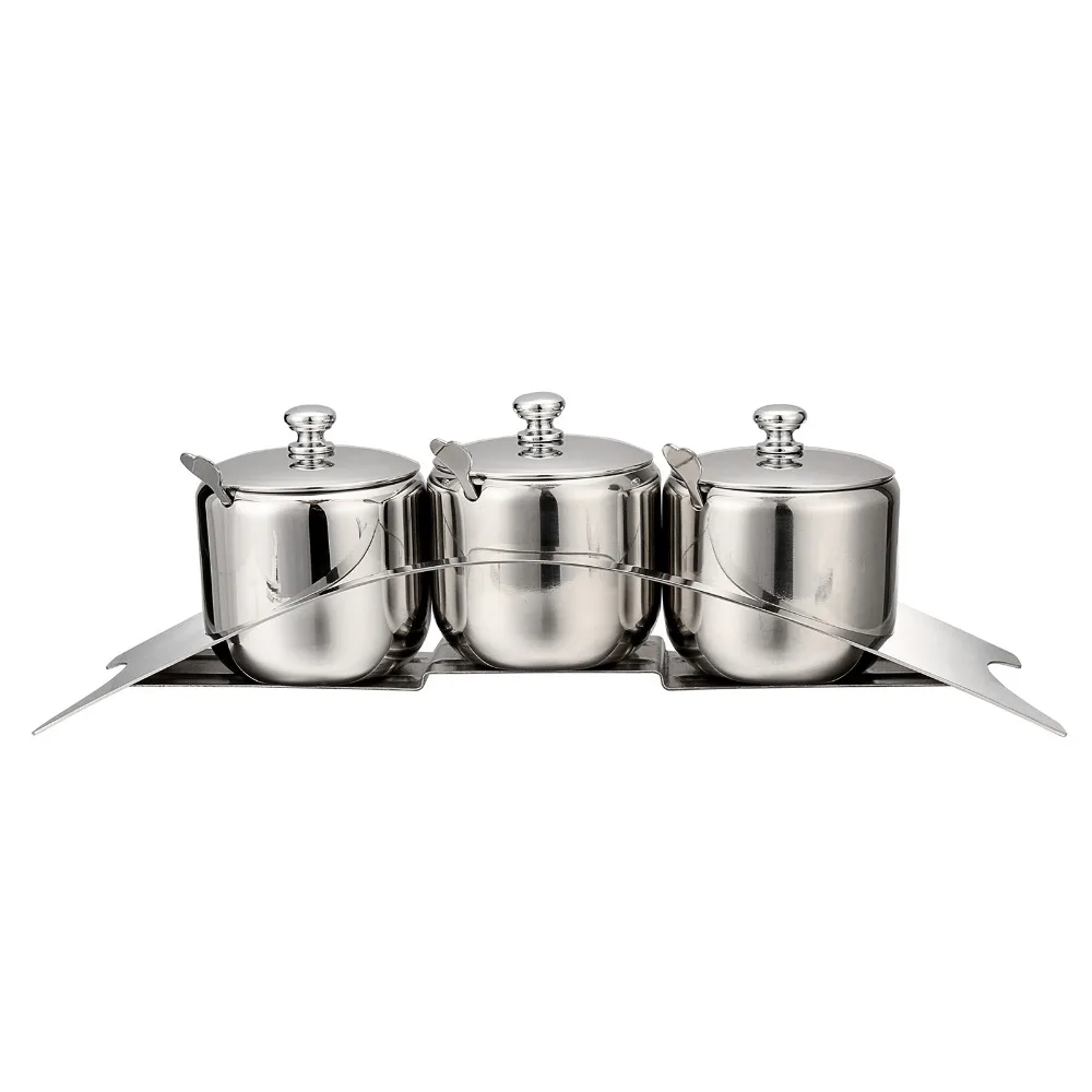 

Three-piece High-grade kitchen Stainless Steel Spice Sugar Salt Pepper Storage Bottle Cooking Barbecue Tool