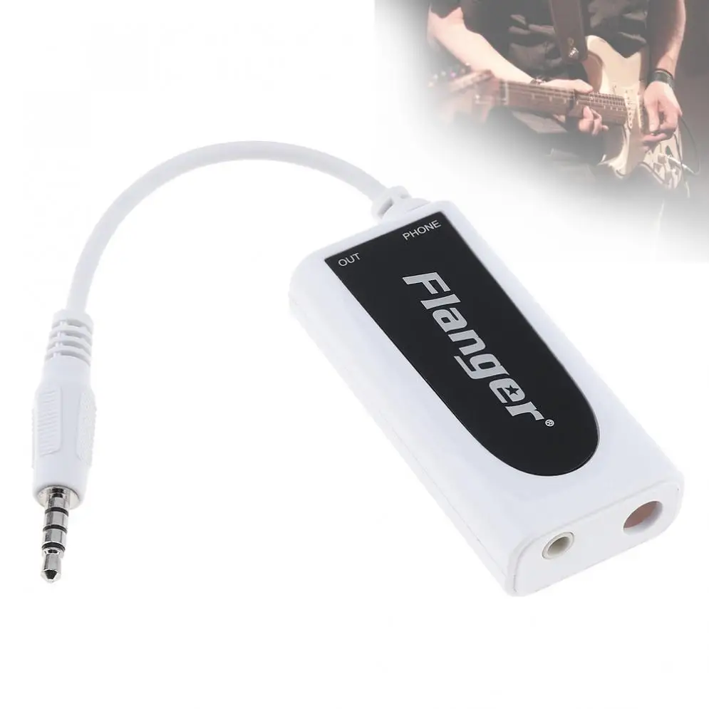 Flanger 3.5mm Output Guitar Bass to Smartphone Effect Interface Connection Adapter ABS Audio Connector for iPhone iPad | Спорт и
