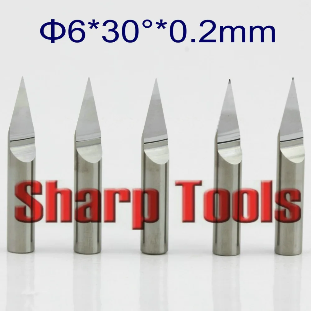 6*0.2mm 30 Degree V Shape CNC Router Bits PCB Cutter Mill Tools Set