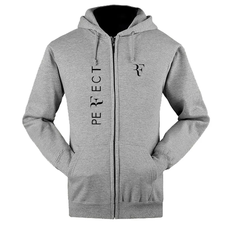 

HOT SALE RF roger federer logo zipper Hoodies High Quality Hooded Sweatshirt Men /Women Zipper Hoodie Casual Brand Clothing