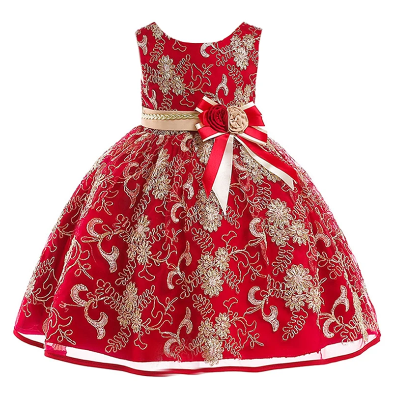 

Baby Girl Wedding Party Dress 2-10 Years High Quality Lace Sequined Big Bow Tutu Princess Dress for Girl Summer