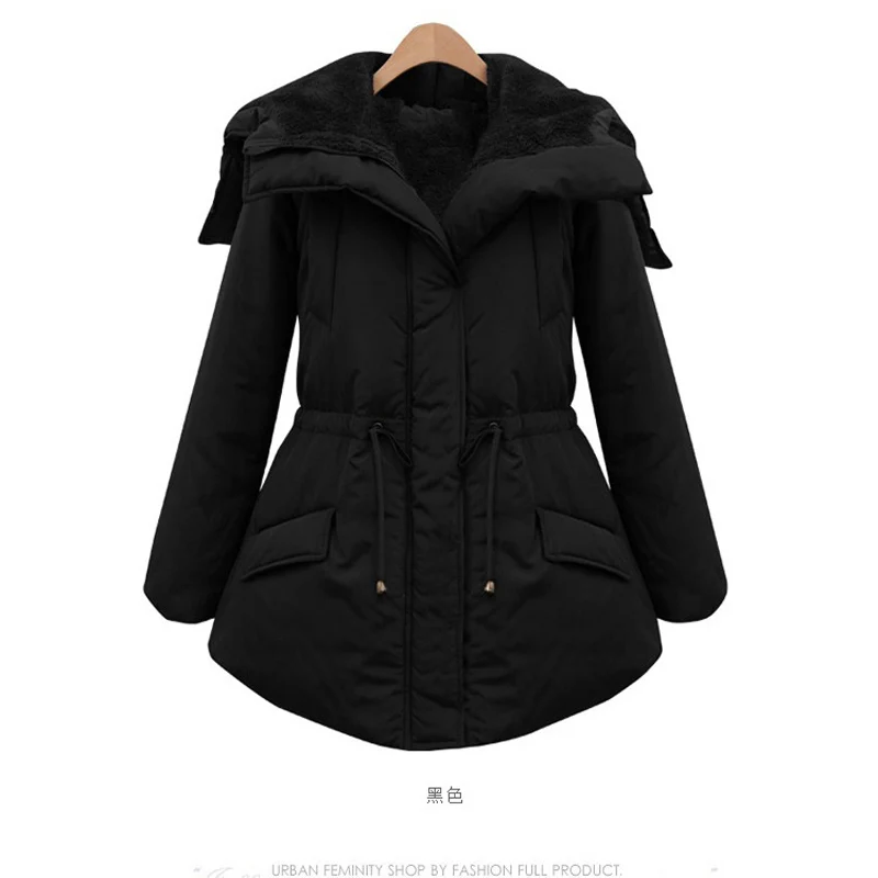 

Women's Winter Warm Shaped Parka Coat Parka Jacket Female Lapel Overcoat Large Size S-4XL High Quality Thick Outerwear  LZ063