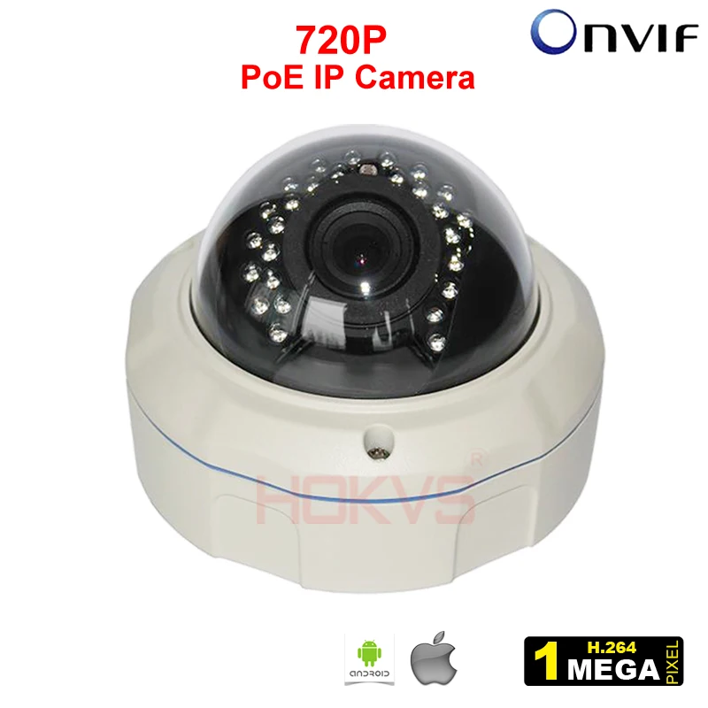 PoE IP Camera Network 720P Vandal Proof Power over Dome Video