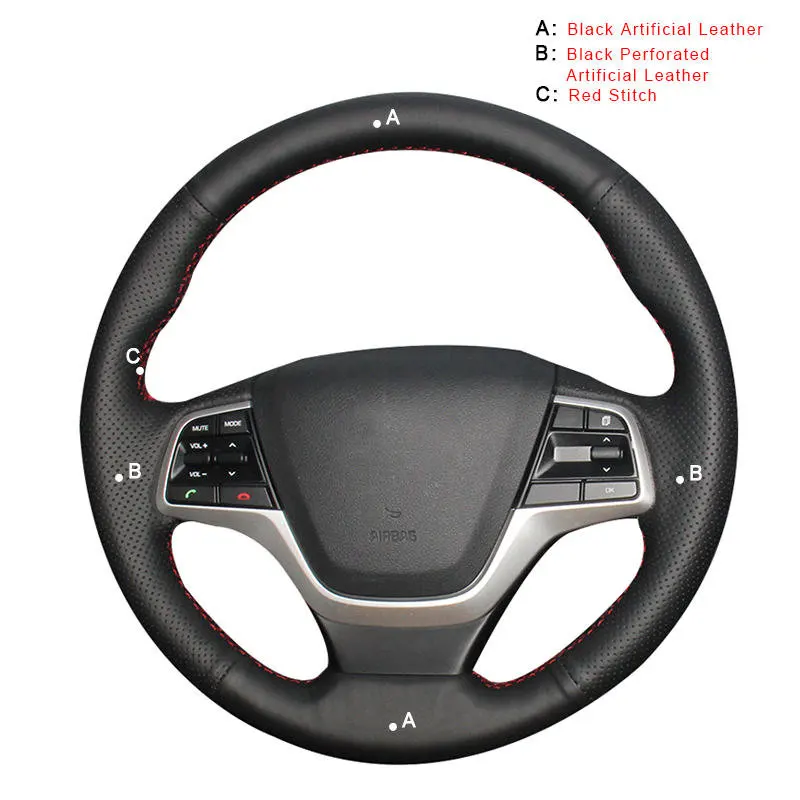 Автомобильная Оплетка на руль для hyundai Elantra 4- Solaris- Accent- Авто Чехлы для автомобиля - Название цвета: Artificial Leather