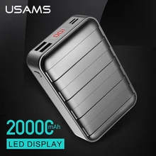 USAMS Universal Dual USB Power bank 20000 mAh LED Display Portable phone Charger Powerbank for Phone charger