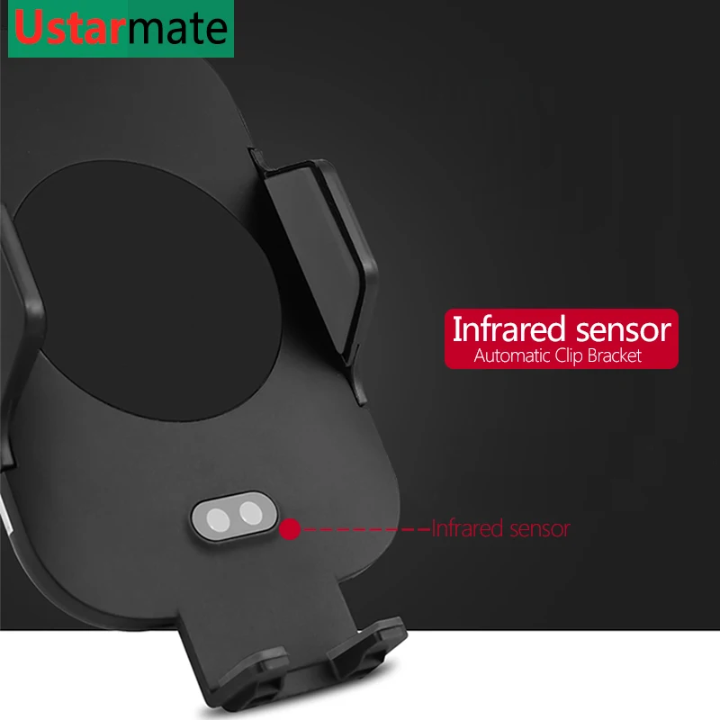 Car Infrared Sensor Automatic Qi Wireless Charger Fast Charging for iPhone X Xs Max Xr 8 Samsung S8 S9 S7 Wireless Chargers