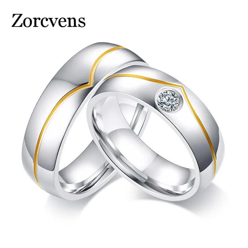 

ZORCVENS 2019 New Style Wedding Rings for Women Man Stainless Steel Promise Love Girlfriend Boyfriend Dating Anel Gifts