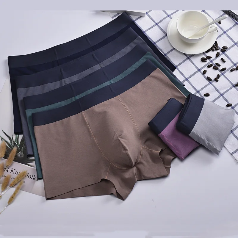

Luxury Men Boxer Ultra Thin Modal Silk Cotton Boxers Men Breathable Smooth Boxer Vintage Solid Mens Underwear 2pcs/lot