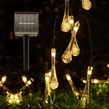 

30 LED Solar Christmas Fairy Lights Waterproof Water Drop Solar LED String Lights for Garden
