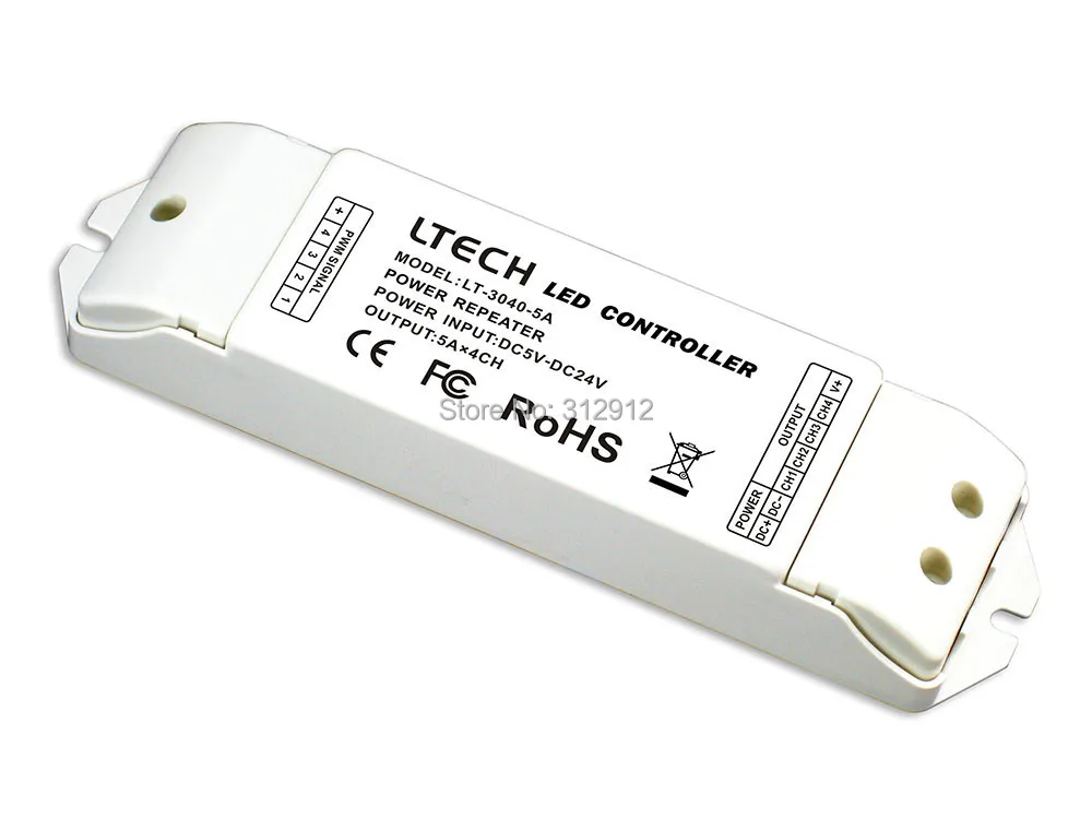 

LT-3040-5A;LED CV Power Repeater;DC5-24V input;5A*4CH output