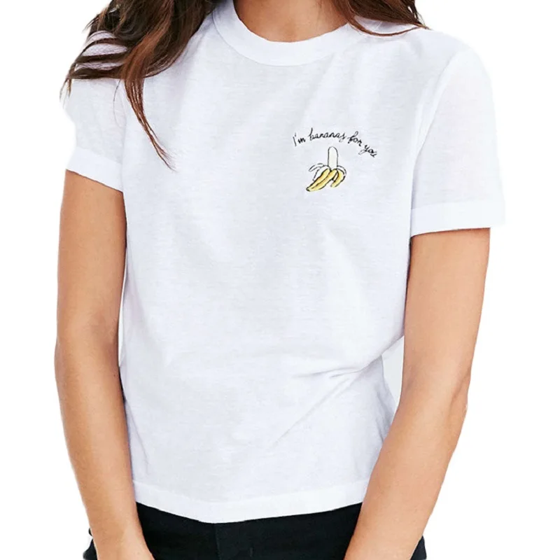 

Europe And Americal Hot Sale Banana Cotton T-Shirt Women T Shirt Short Sleeve O-Neck Casual T-Shirts Women Tops