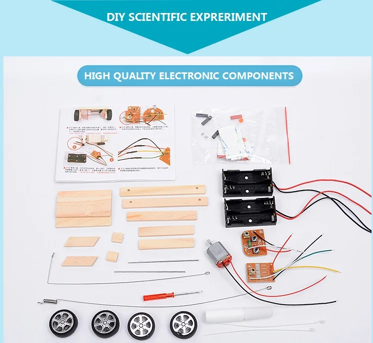 DIY деревянный Радиоуправляемый автомобиль модель комплект деревянный пульт дистанционного управления игрушка набор Дети физика научный эксперимент Собранный автомобиль Развивающие игрушки для детей