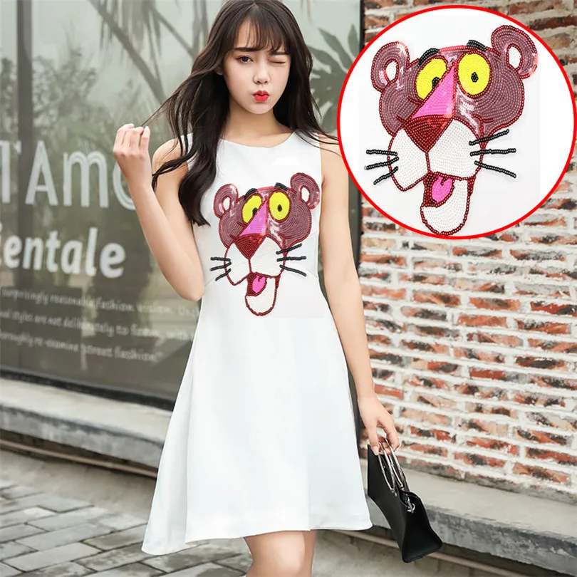 

Garment accessories large sequins pink panther cloth paste