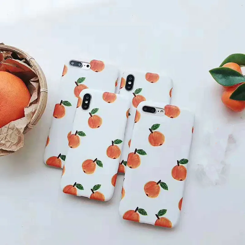 Lovely Orange fresh Fruit Scrub Case for iPhone x xr xs max 7 8 plus 6 6s High Quality IMD Soft Frosted Phone back Cover |