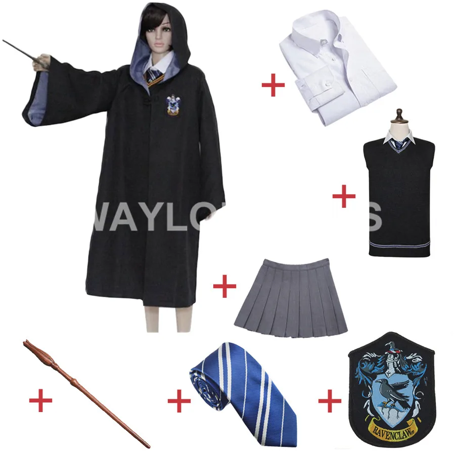 

Free Shipping Ravenclaw Luna Lovegood Cosplay Robe Cloak Skirt Uniform for Harris costume