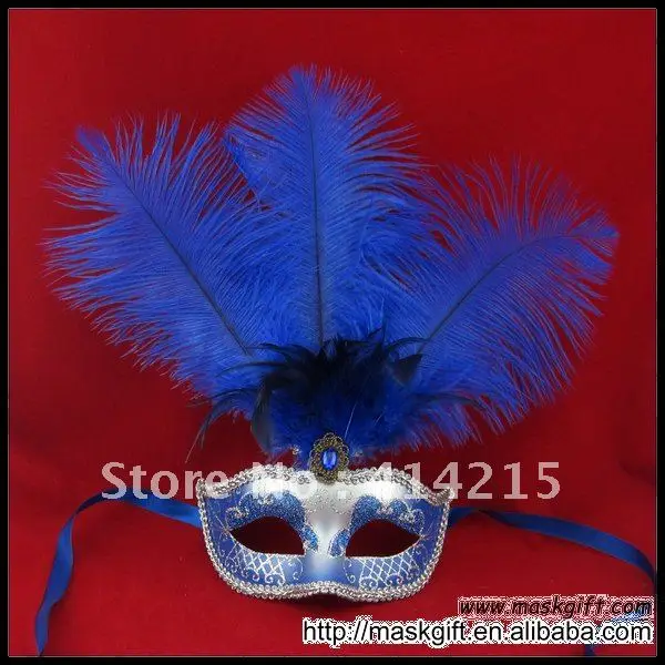 13 дюймов США Красивый синий и серебро венецианские маски, Пластик Хэллоуин маска(A009