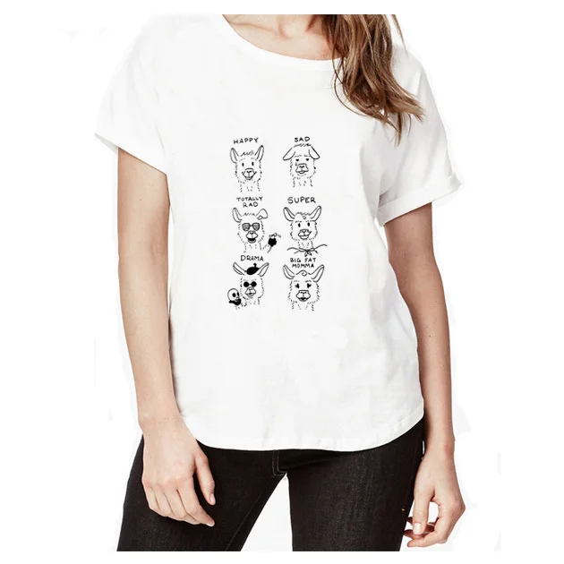 

llama Fashion Patchwork T-shirts Women 2018 New Spring Sleeve O-neck Solid T Shirt Women Tops Tshir Tee Shirt Femme WT2753