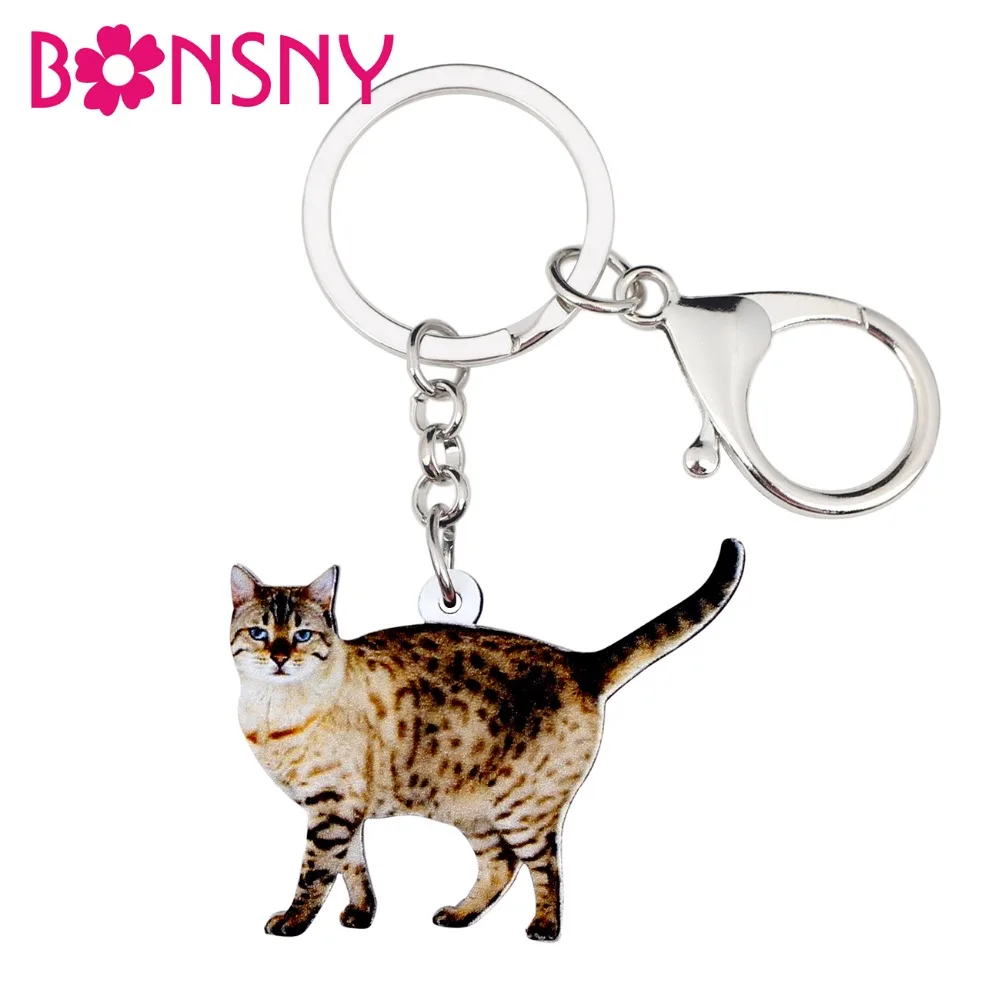 Bonsny акриловые элегантные брелки для ключей с котенком кошкой кольца животными