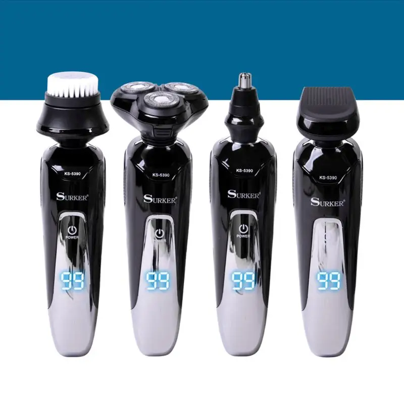 

4-in-1 4D LCD Display Multi-function Razor Electric Shaver Washable Nose Hair Trimmer Electric Beard Razor Men Shaving Machine