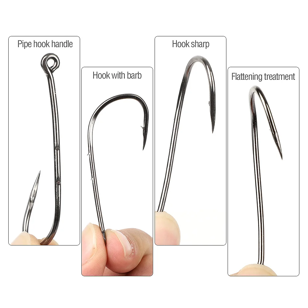 DONQL 200-600 قطعة/مربع الشائكة الصيد السنانير 3 #-12 # الكارب واحد Fishihook مجموعة يطير معدات الصيد الكربون الصلب الرقصة خطاف البحر