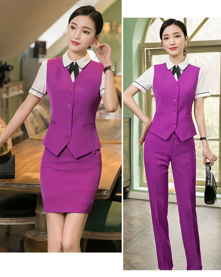 IZICFLY New Style Formal Vest & Waistcoat Plus Size Ladies Suits Business with Skirt and Jacket Pant Sets Office Uniform Styles
