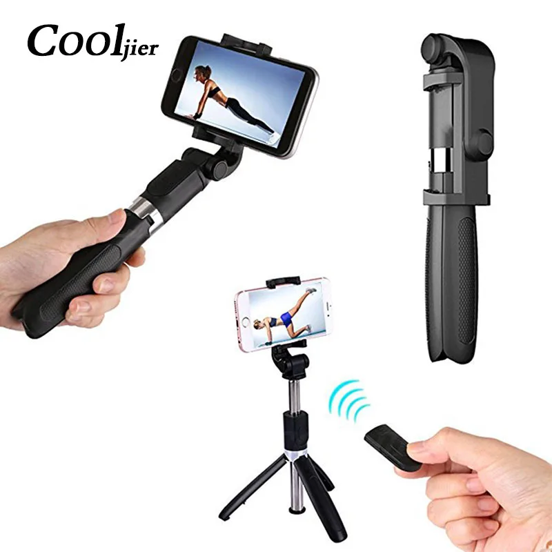 Goedkoop COOLJIER Universele Draadloze Bluetooth Selfie Stok Mini Opvouwbare Telefoon Statief Uitschuifbare Monopod Voor iPhone 8X7 6 s Plus