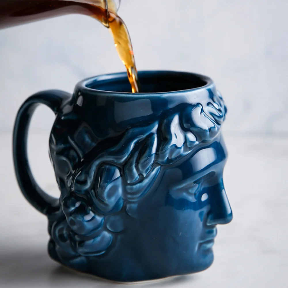 Online 1 Pcs Creative 3D Style David Sculpture Ceramic Mug Coffee Tea Milk Drinking Cups with Handle Coffee Mug for Office Novelty Gif