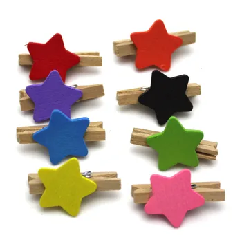 

100pcs Beautiful Design 3*2cm Mini Color Wooden Clips Decorations Paper Photo